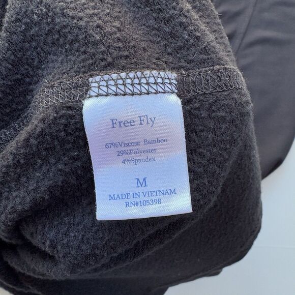 Free Fly 1/4 Zip Pullover Men Medium Fleece Lined Black Performance Bamboo Soft - Picture 6 of 7